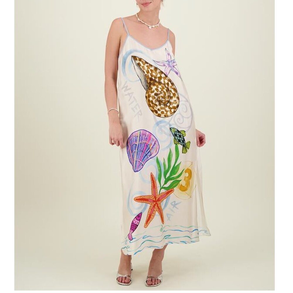 ME369 Olivia Dress Magic Ocean Print Maxi Dress NWT - Size Small